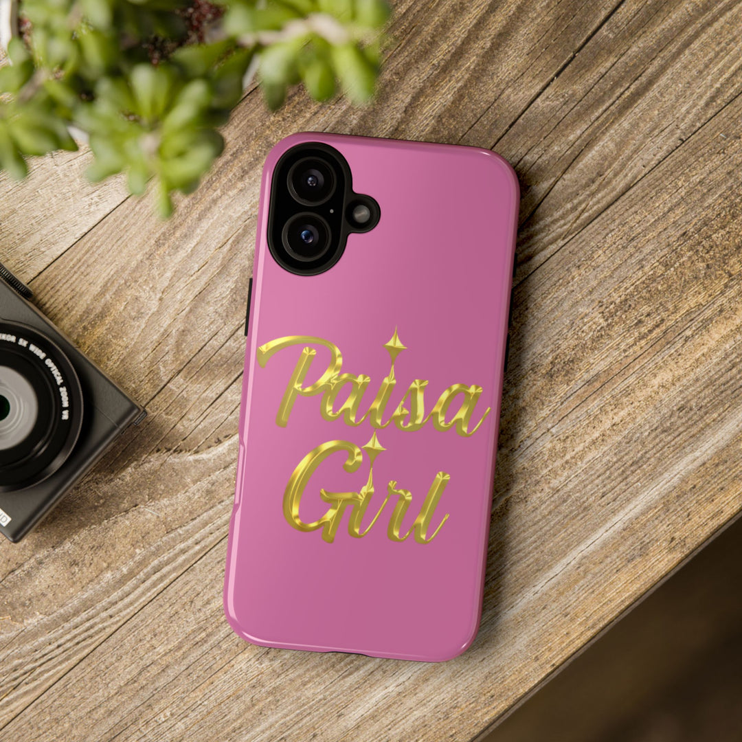 Paisa Girl 💃🏼 Pink iPhone Case | Bold Gold 💖Lettering Protective Cover