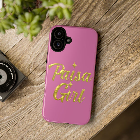 Paisa Girl 💃🏼 Pink iPhone Case | Bold Gold 💖Lettering Protective Cover