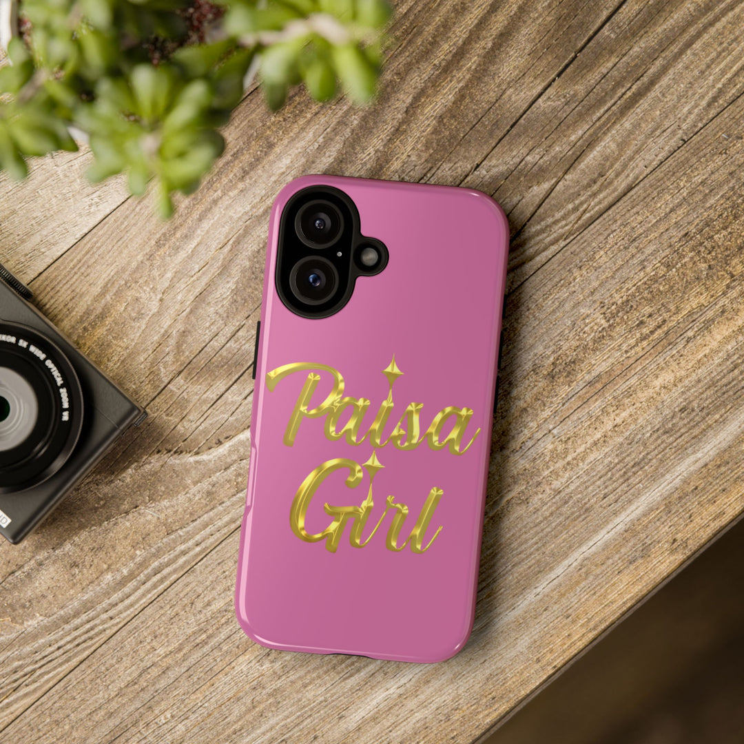 Paisa Girl 💃🏼 Pink iPhone Case | Bold Gold 💖Lettering Protective Cover