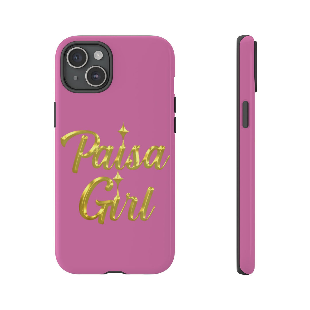 Paisa Girl 💃🏼 Pink iPhone Case | Bold Gold 💖Lettering Protective Cover