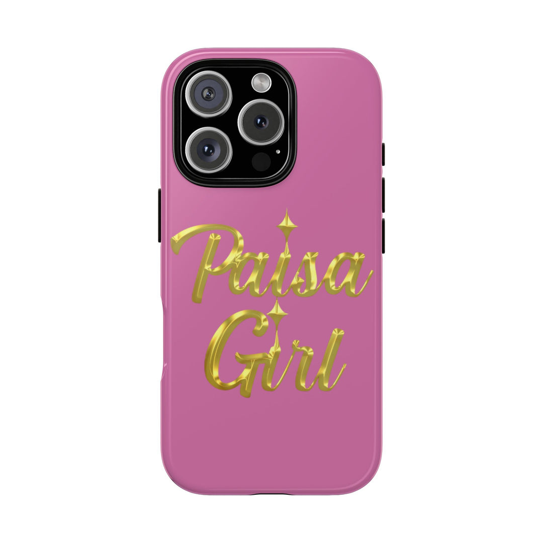 Paisa Girl 💃🏼 Pink iPhone Case | Bold Gold 💖Lettering Protective Cover