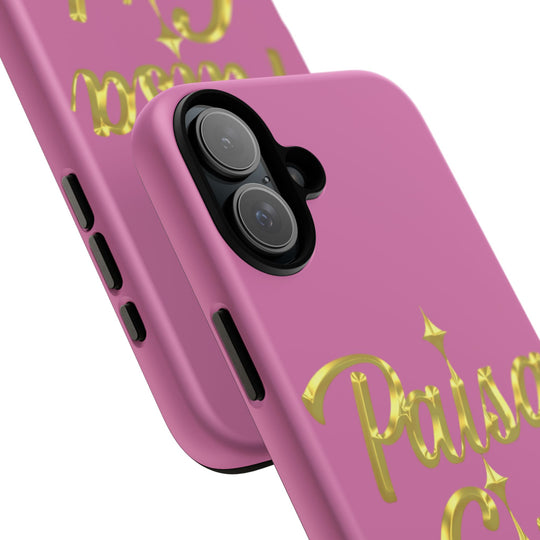 Paisa Girl 💃🏼 Pink iPhone Case | Bold Gold 💖Lettering Protective Cover