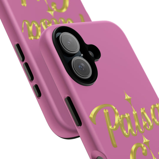 Paisa Girl 💃🏼 Pink iPhone Case | Bold Gold 💖Lettering Protective Cover