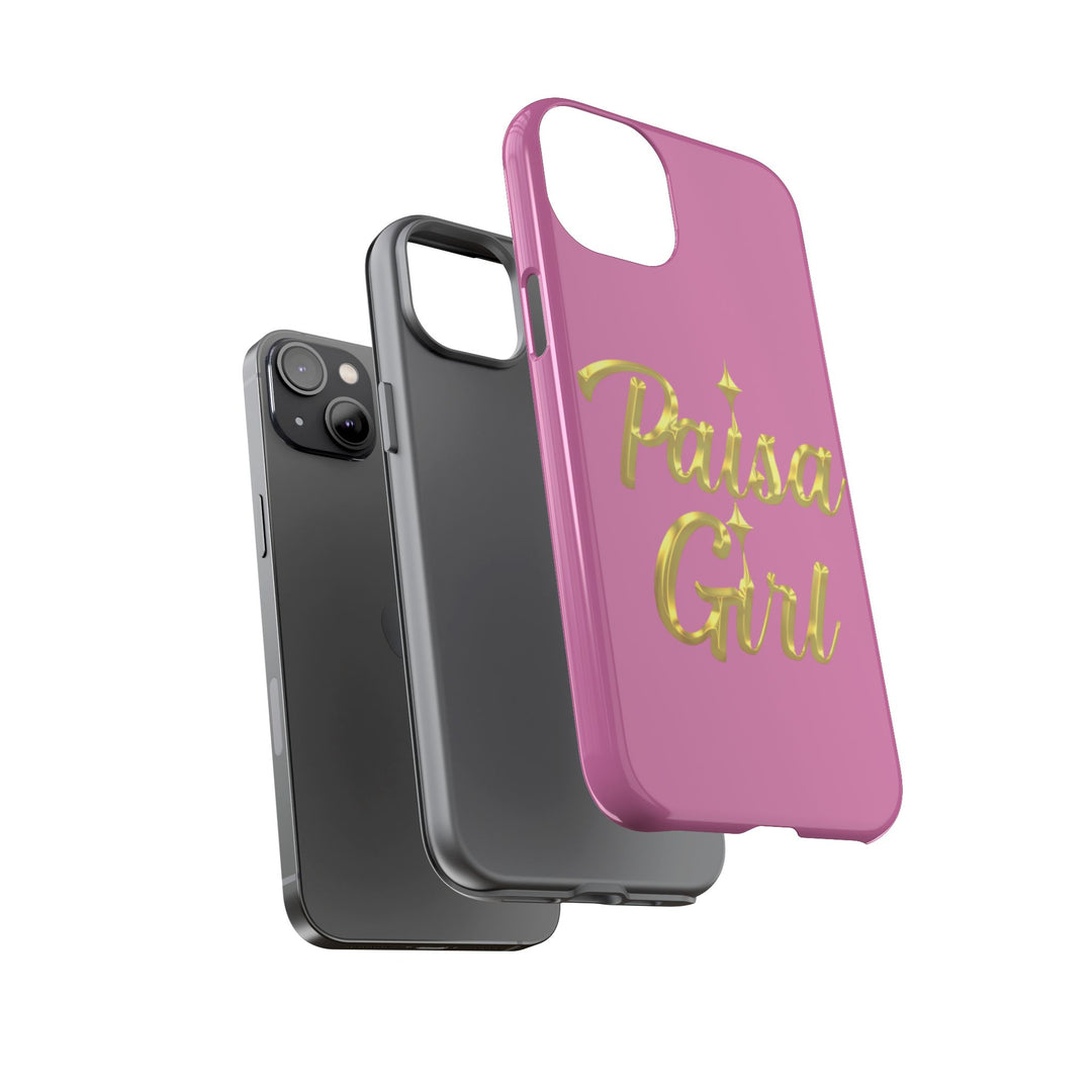 Paisa Girl 💃🏼 Pink iPhone Case | Bold Gold 💖Lettering Protective Cover