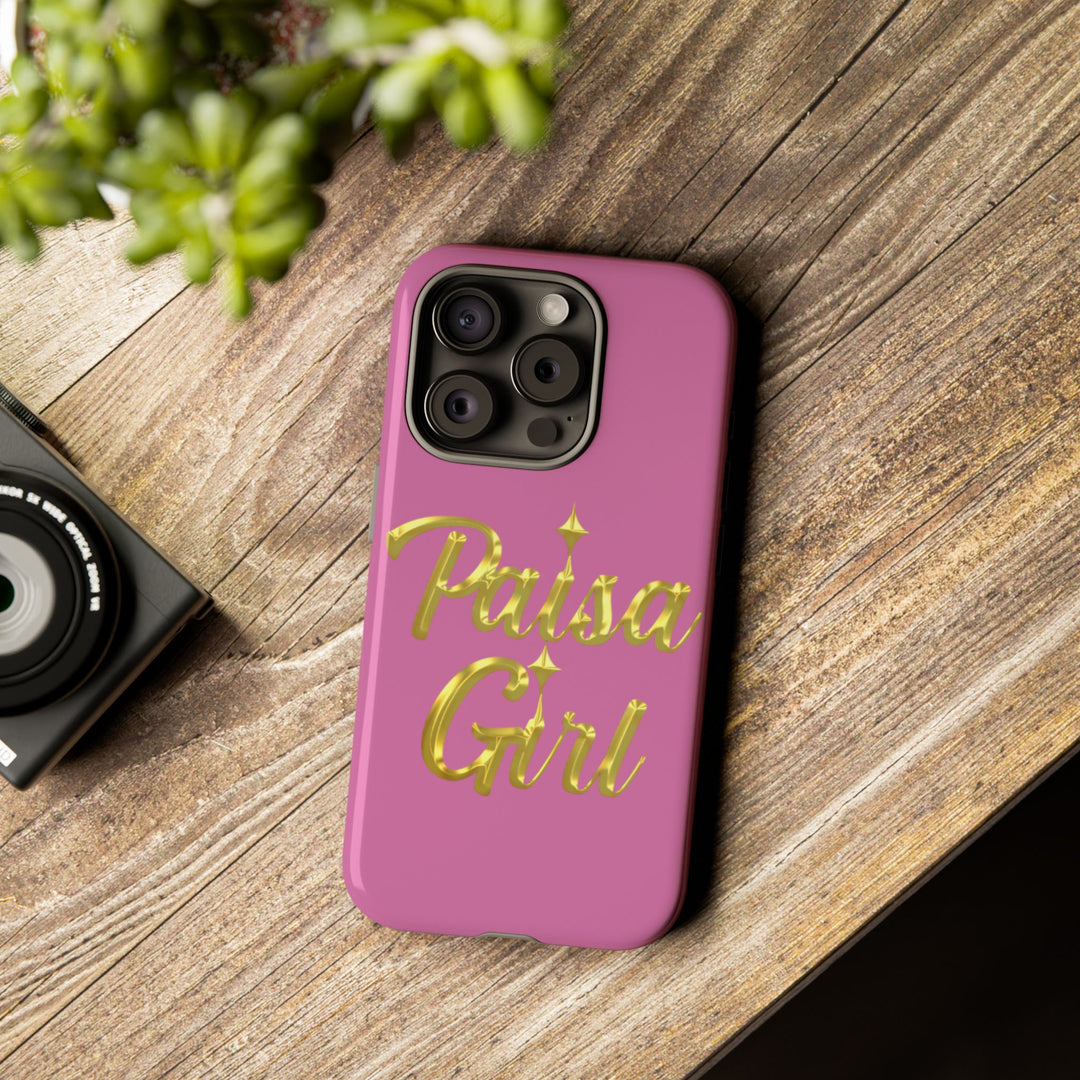 Paisa Girl 💃🏼 Pink iPhone Case | Bold Gold 💖Lettering Protective Cover