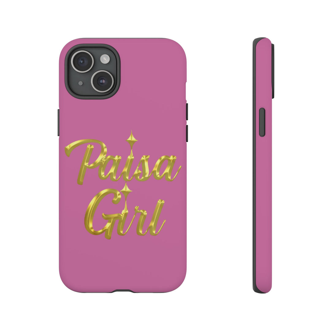 Paisa Girl 💃🏼 Pink iPhone Case | Bold Gold 💖Lettering Protective Cover