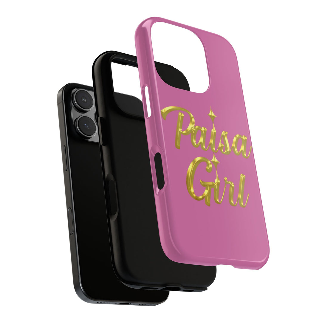 Paisa Girl 💃🏼 Pink iPhone Case | Bold Gold 💖Lettering Protective Cover