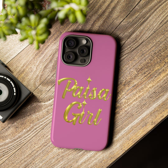 Paisa Girl 💃🏼 Pink iPhone Case | Bold Gold 💖Lettering Protective Cover