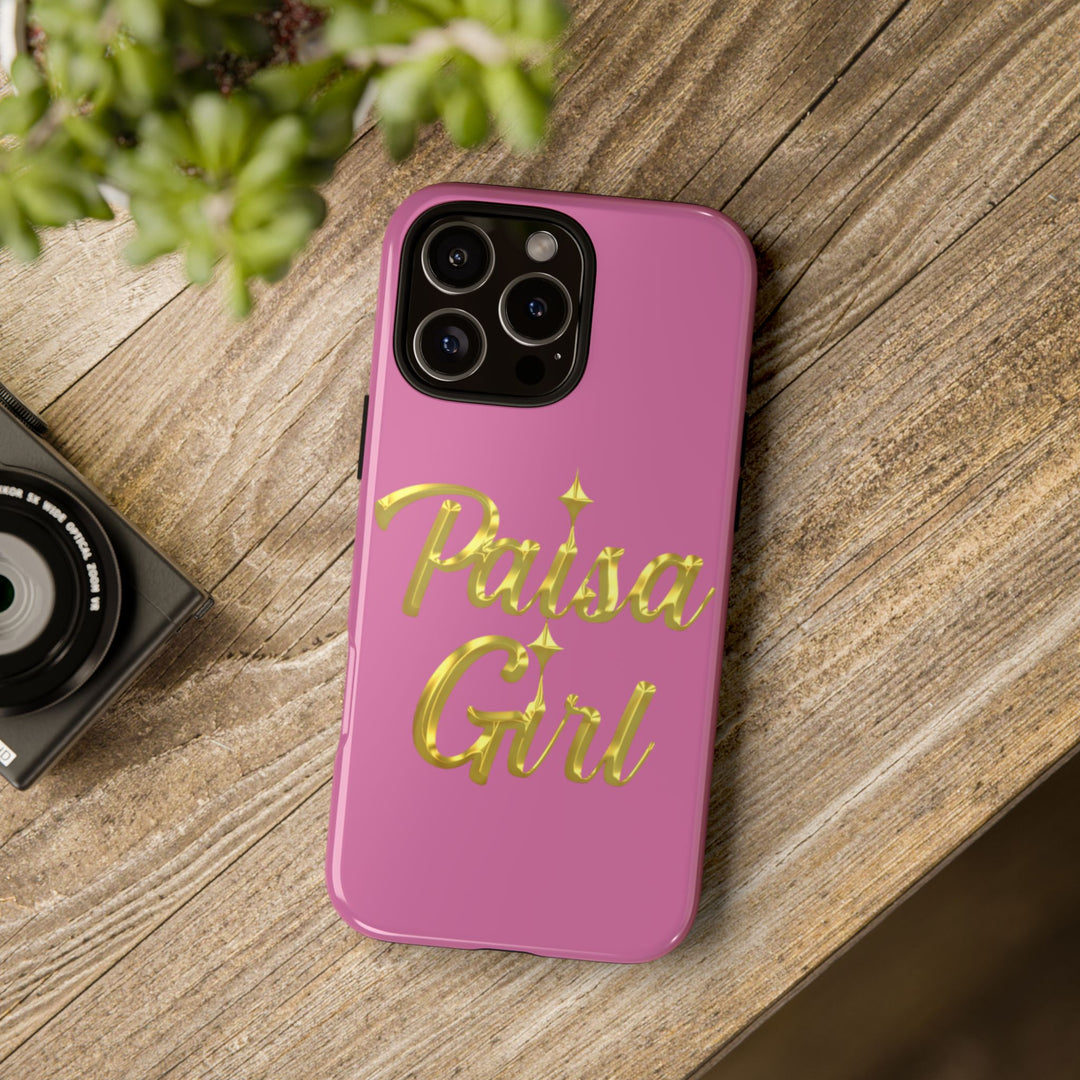 Paisa Girl 💃🏼 Pink iPhone Case | Bold Gold 💖Lettering Protective Cover