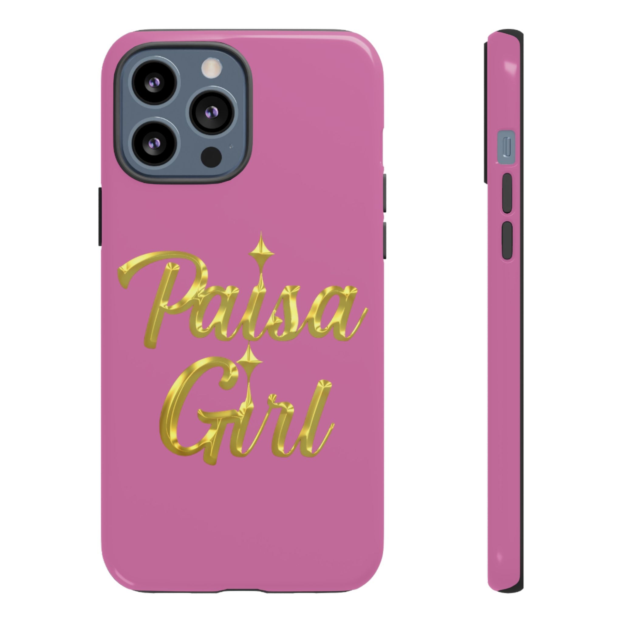 Paisa Girl 💃🏼 Pink iPhone Case | Bold Gold 💖Lettering Protective Cover