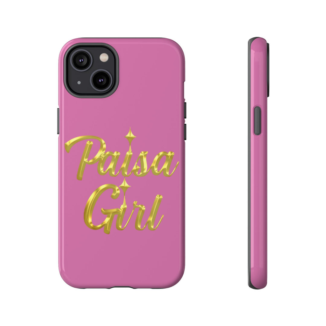 Paisa Girl 💃🏼 Pink iPhone Case | Bold Gold 💖Lettering Protective Cover
