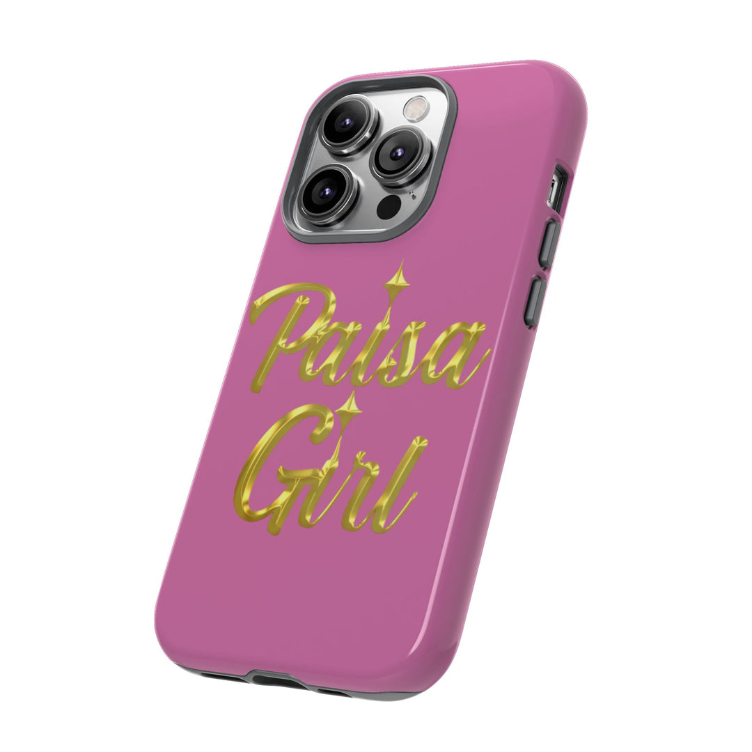 Paisa Girl 💃🏼 Pink iPhone Case | Bold Gold 💖Lettering Protective Cover