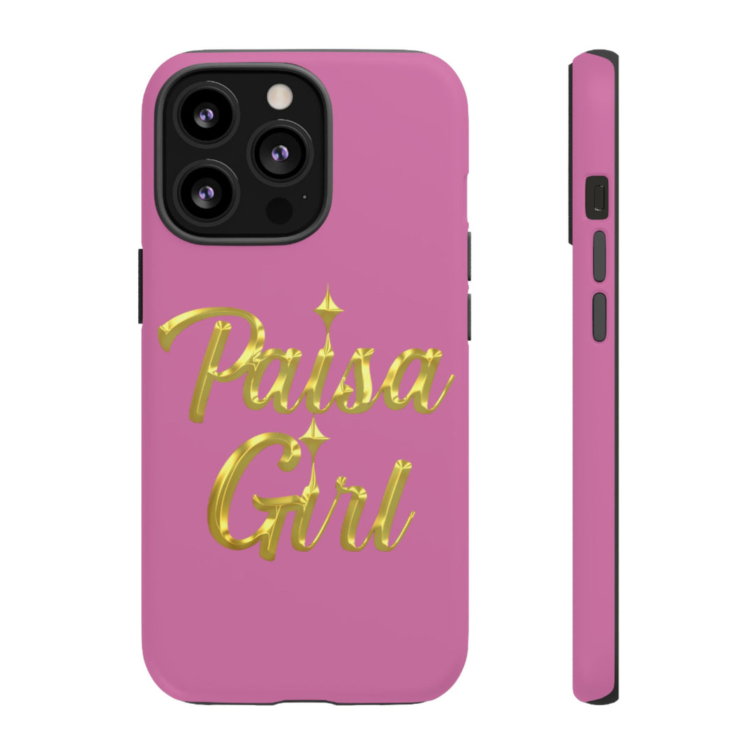 Paisa Girl 💃🏼 Pink iPhone Case | Bold Gold 💖Lettering Protective Cover