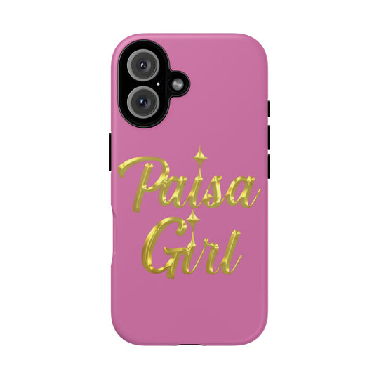 Paisa Girl 💃🏼 Pink iPhone Case | Bold Gold 💖Lettering Protective Cover