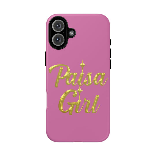 Paisa Girl 💃🏼 Pink iPhone Case | Bold Gold 💖Lettering Protective Cover