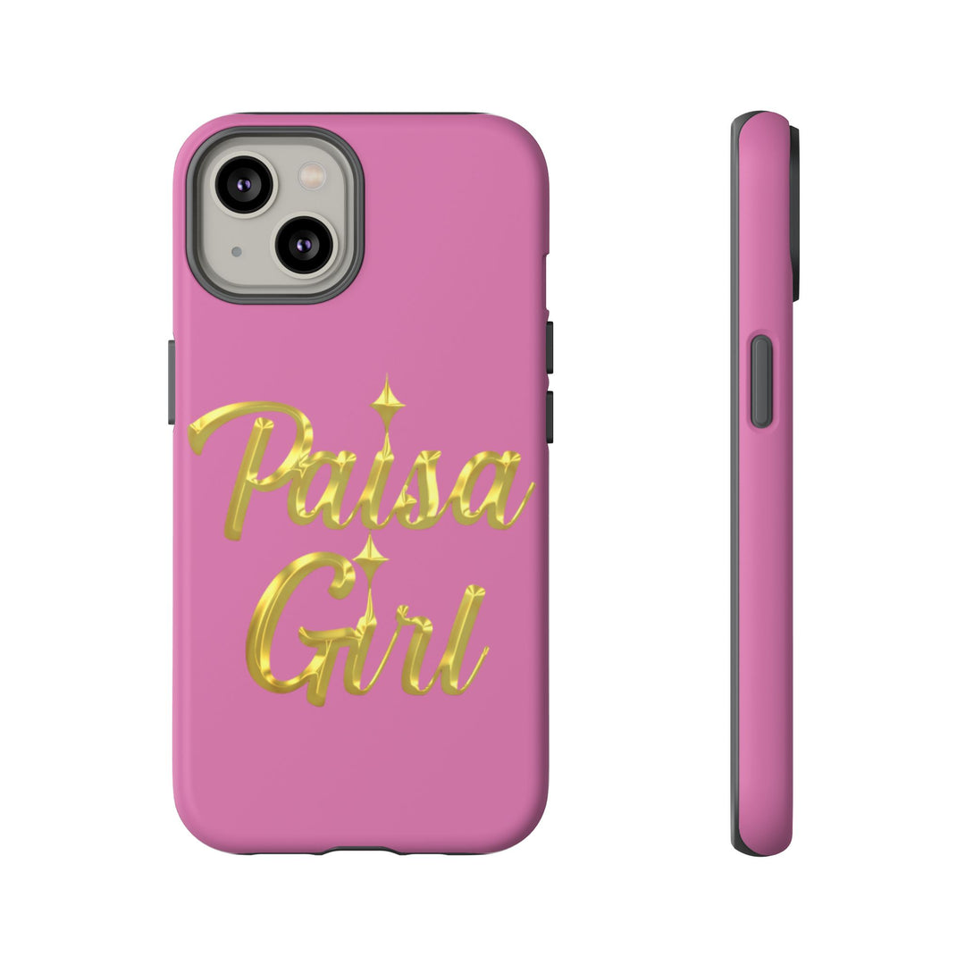 Paisa Girl 💃🏼 Pink iPhone Case | Bold Gold 💖Lettering Protective Cover