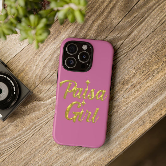 Paisa Girl 💃🏼 Pink iPhone Case | Bold Gold 💖Lettering Protective Cover