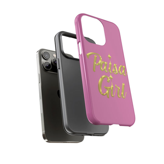 Paisa Girl 💃🏼 Pink iPhone Case | Bold Gold 💖Lettering Protective Cover
