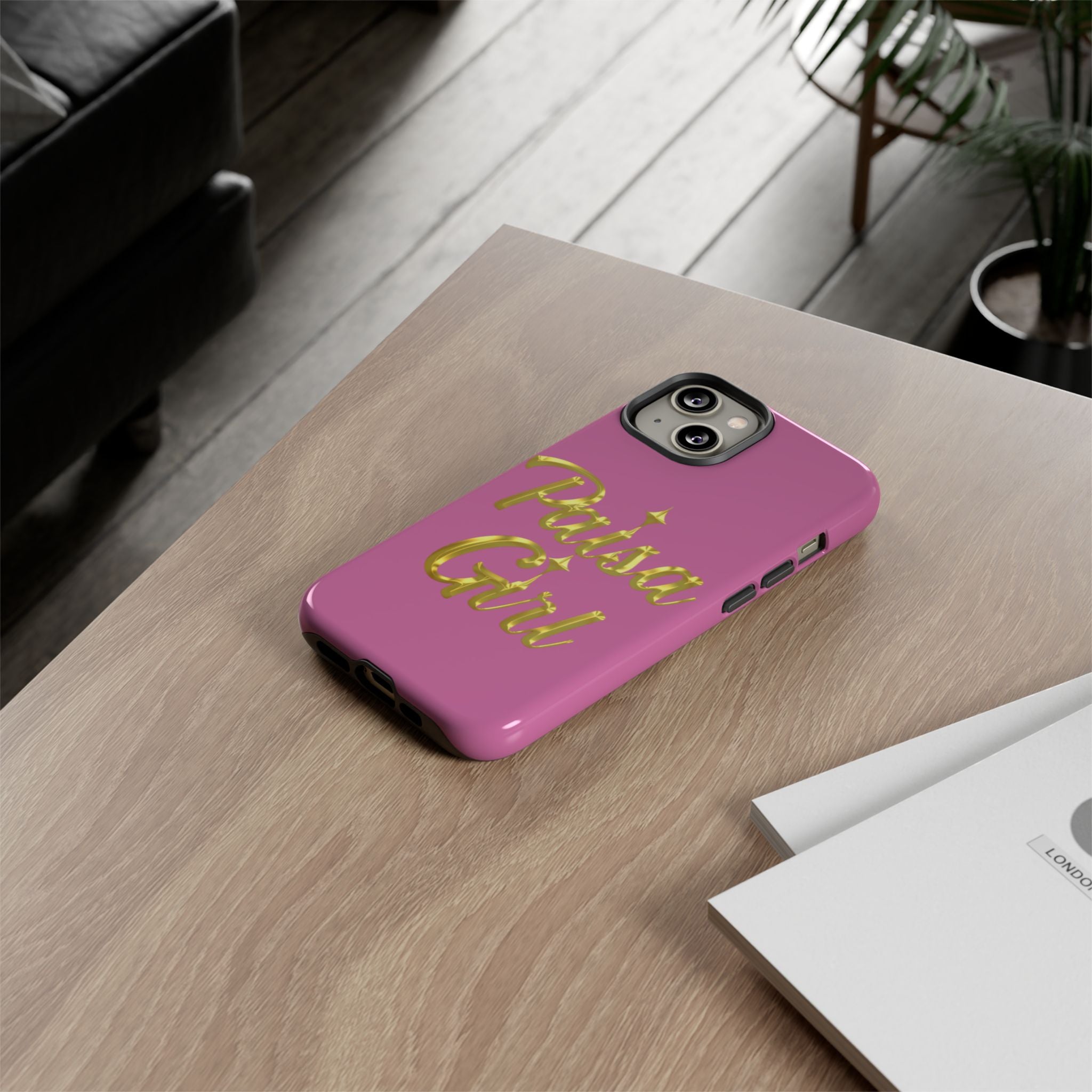 Paisa Girl 💃🏼 Pink iPhone Case | Bold Gold 💖Lettering Protective Cover