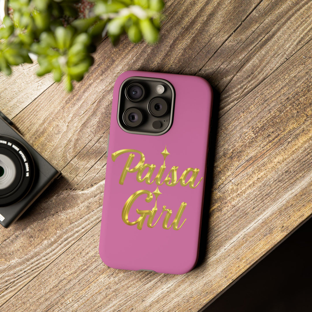 Paisa Girl 💃🏼 Pink iPhone Case | Bold Gold 💖Lettering Protective Cover