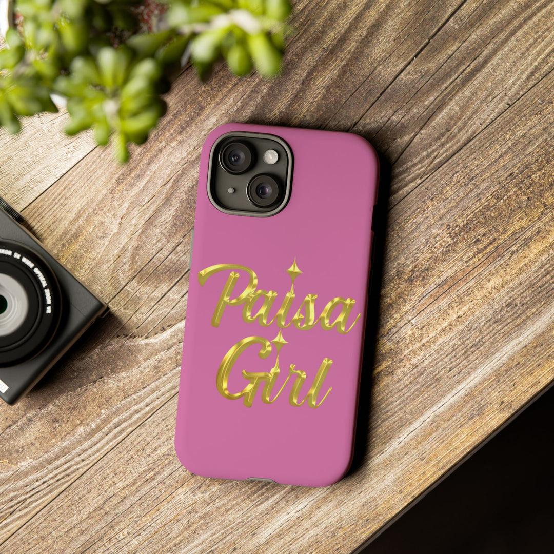 Paisa Girl 💃🏼 Pink iPhone Case | Bold Gold 💖Lettering Protective Cover