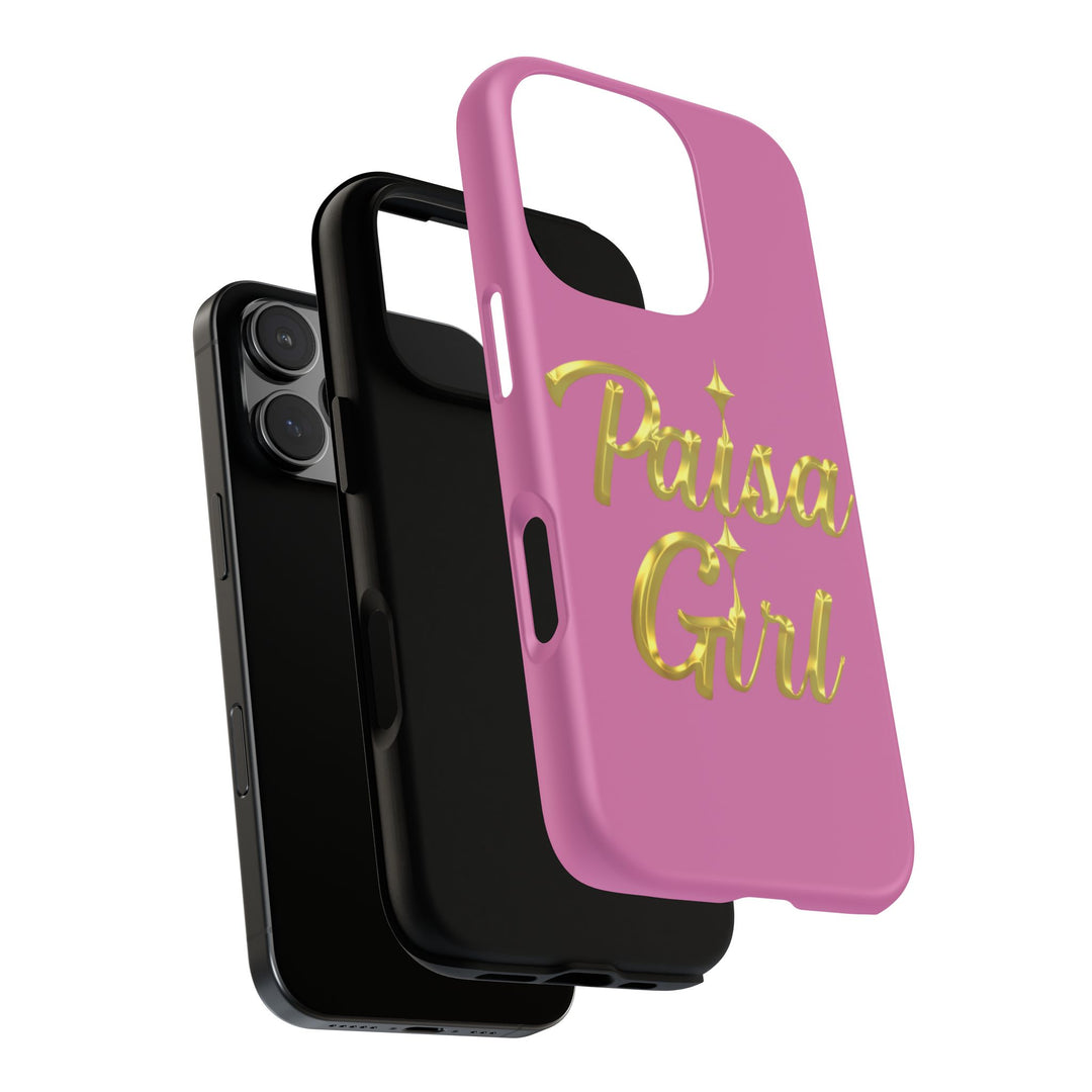 Paisa Girl 💃🏼 Pink iPhone Case | Bold Gold 💖Lettering Protective Cover