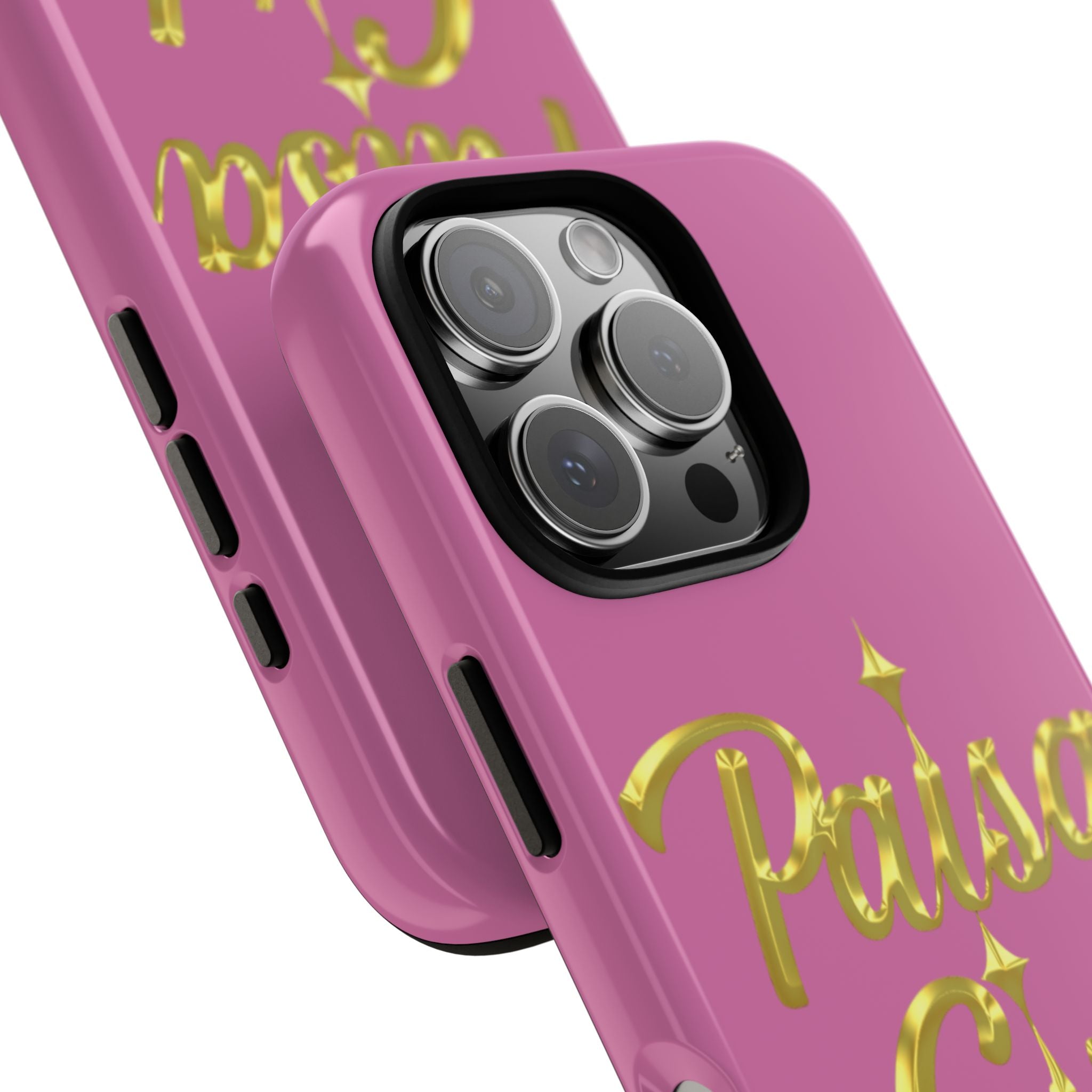Paisa Girl 💃🏼 Pink iPhone Case | Bold Gold 💖Lettering Protective Cover