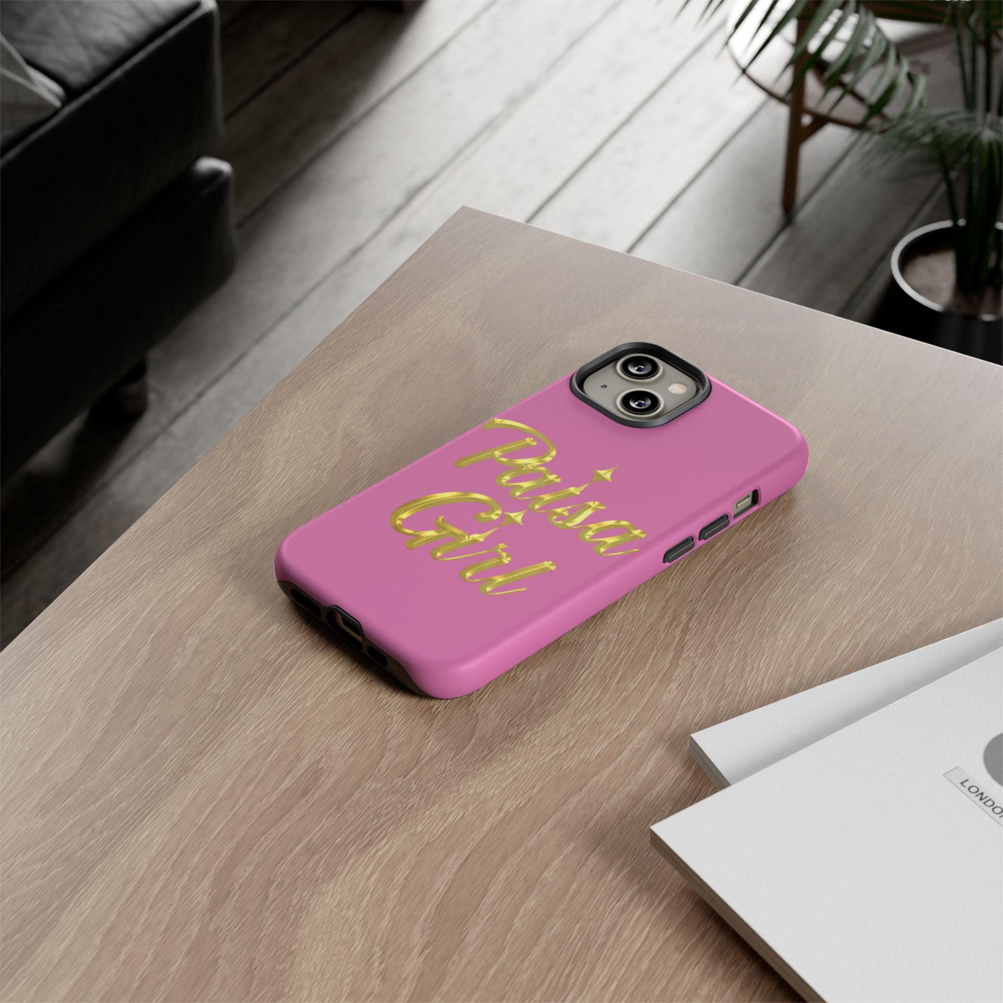 Paisa Girl 💃🏼 Pink iPhone Case | Bold Gold 💖Lettering Protective Cover