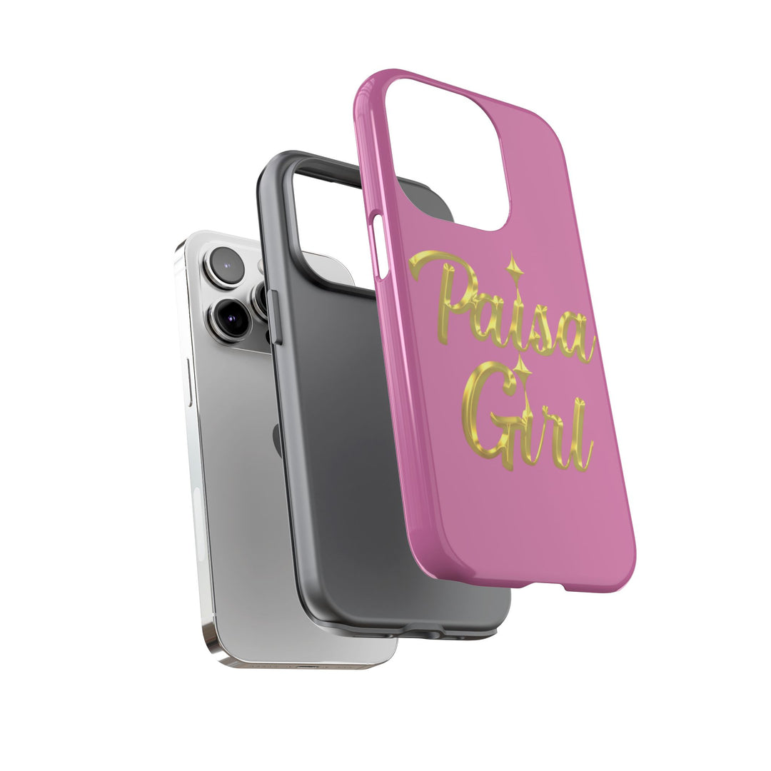 Paisa Girl 💃🏼 Pink iPhone Case | Bold Gold 💖Lettering Protective Cover