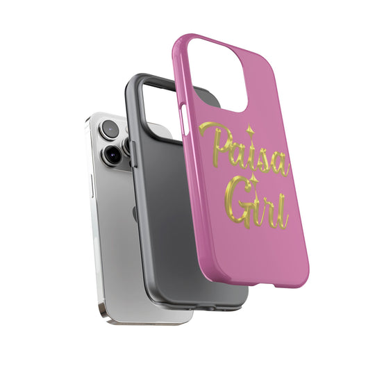 Paisa Girl 💃🏼 Pink iPhone Case | Bold Gold 💖Lettering Protective Cover