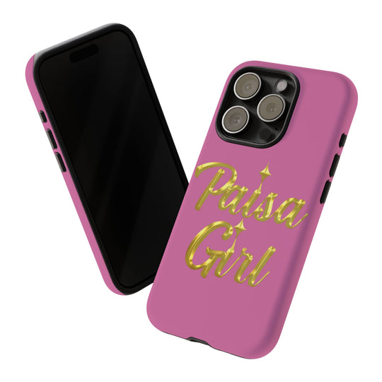 Paisa Girl 💃🏼 Pink iPhone Case | Bold Gold 💖Lettering Protective Cover