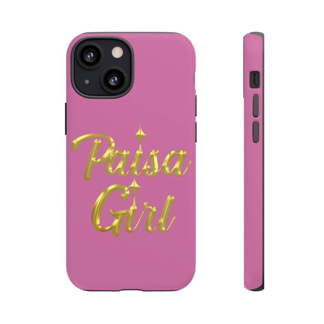 Paisa Girl 💃🏼 Pink iPhone Case | Bold Gold 💖Lettering Protective Cover