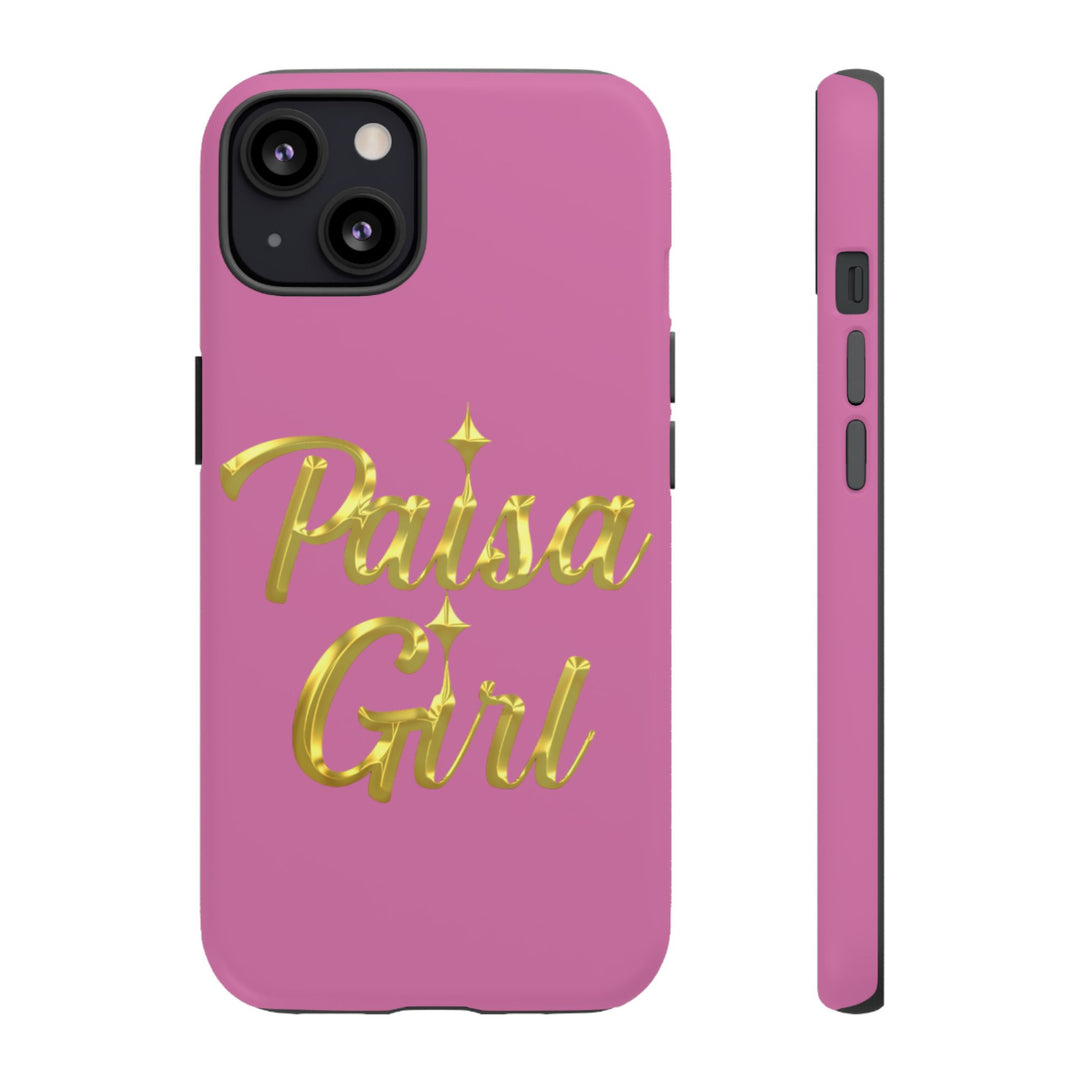 Paisa Girl 💃🏼 Pink iPhone Case | Bold Gold 💖Lettering Protective Cover