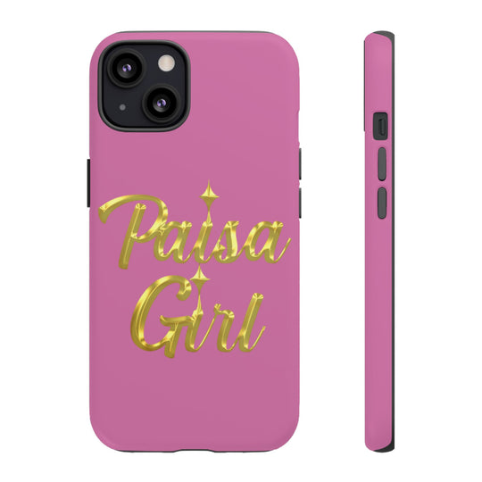 Paisa Girl 💃🏼 Pink iPhone Case | Bold Gold 💖Lettering Protective Cover