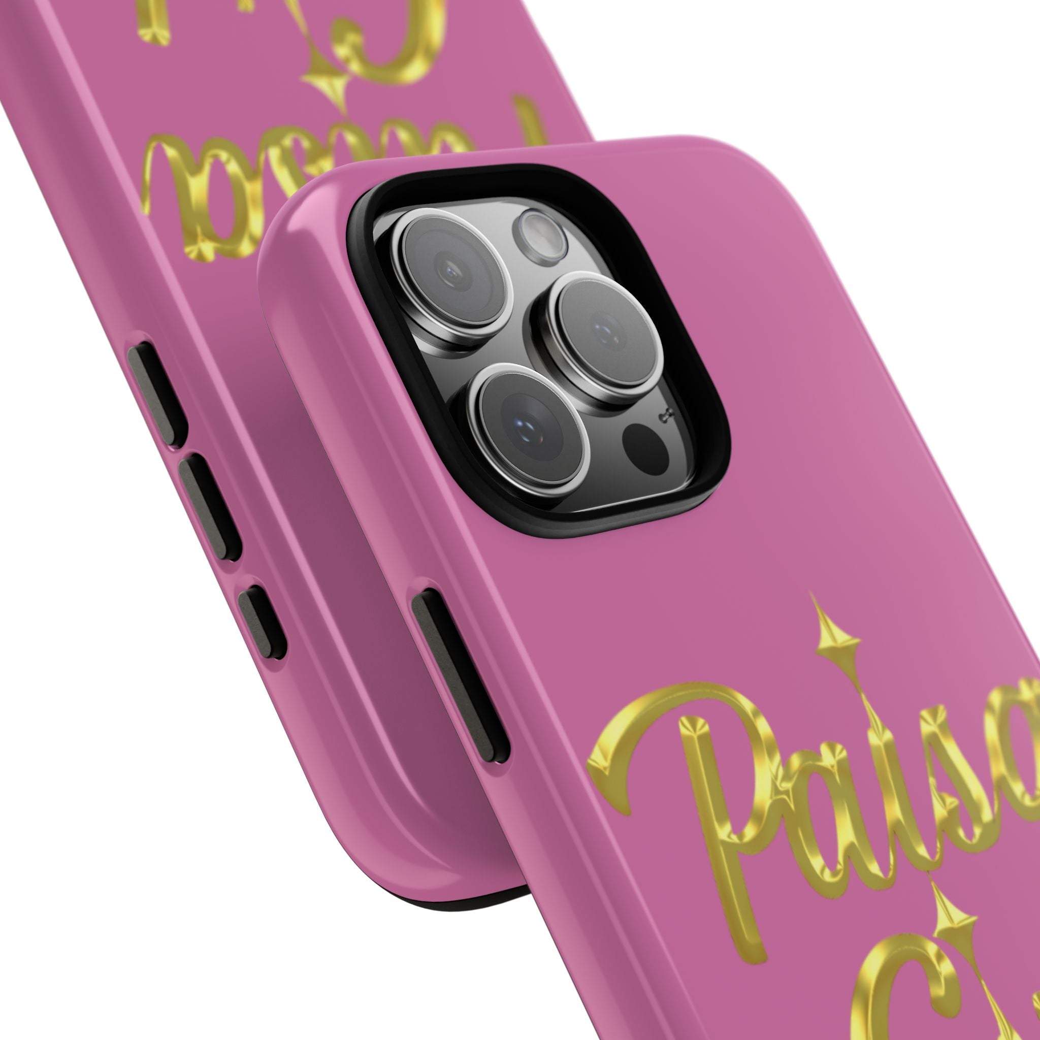Paisa Girl 💃🏼 Pink iPhone Case | Bold Gold 💖Lettering Protective Cover