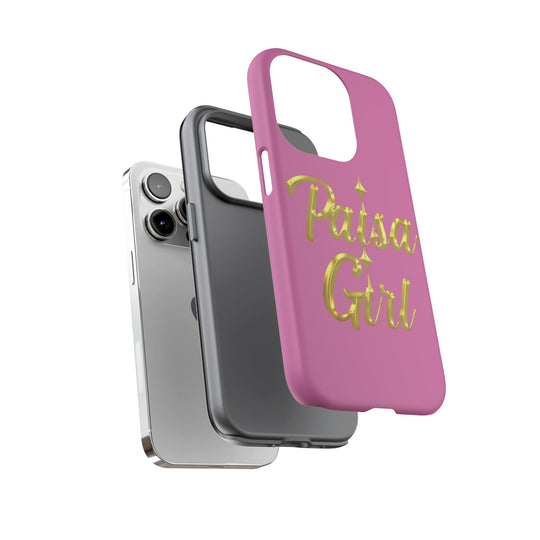 Paisa Girl 💃🏼 Pink iPhone Case | Bold Gold 💖Lettering Protective Cover