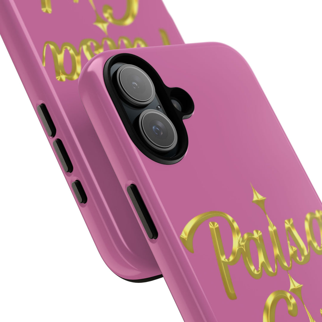 Paisa Girl 💃🏼 Pink iPhone Case | Bold Gold 💖Lettering Protective Cover