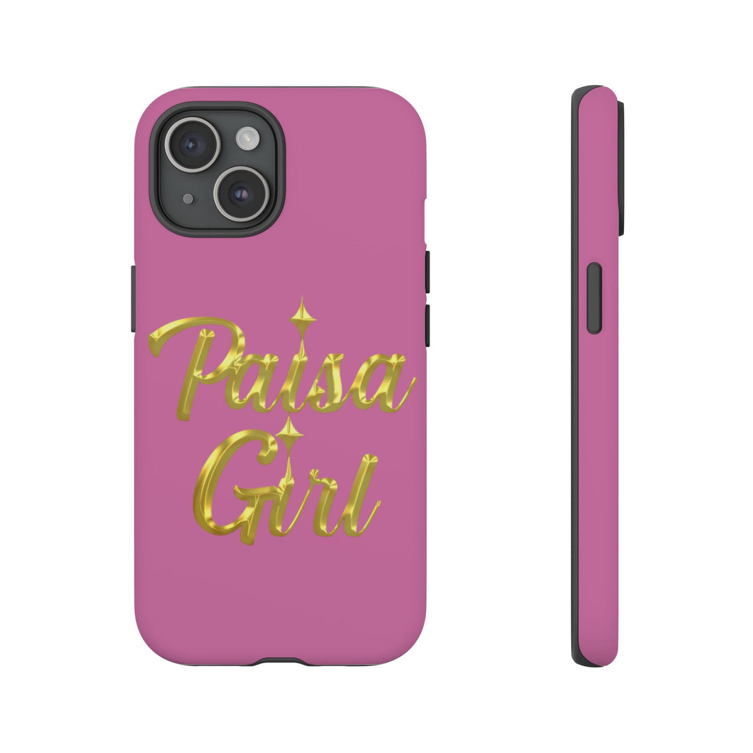 Paisa Girl 💃🏼 Pink iPhone Case | Bold Gold 💖Lettering Protective Cover