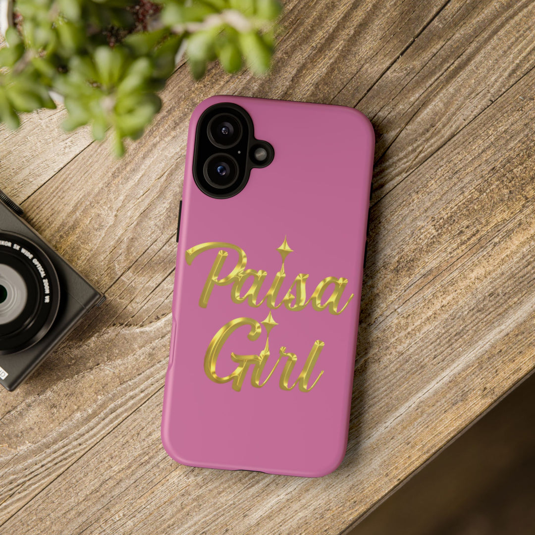 Paisa Girl 💃🏼 Pink iPhone Case | Bold Gold 💖Lettering Protective Cover