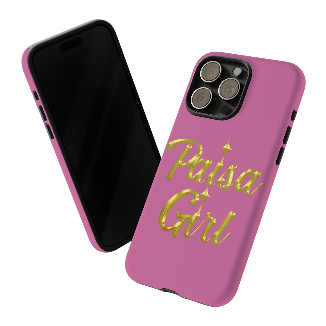 Paisa Girl 💃🏼 Pink iPhone Case | Bold Gold 💖Lettering Protective Cover