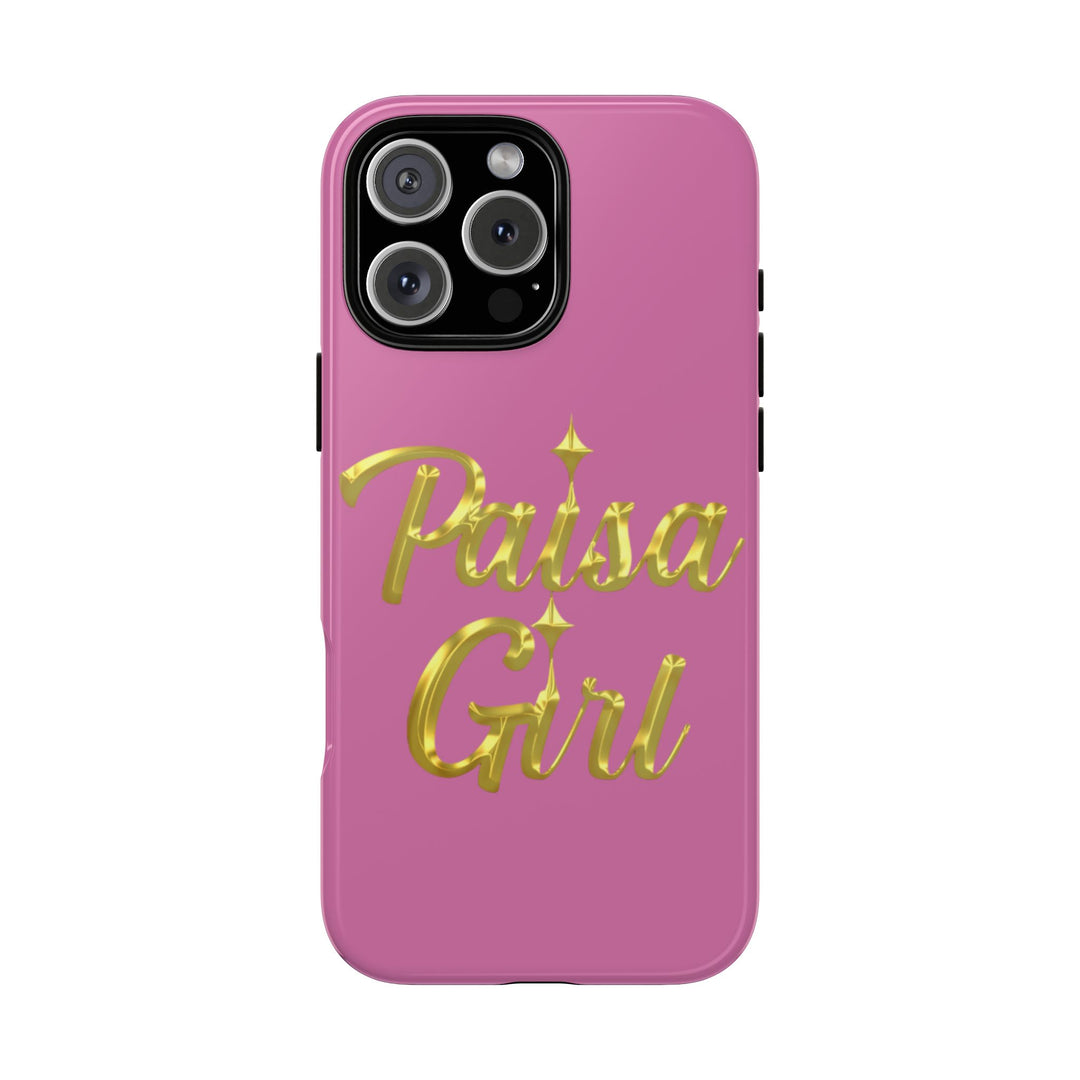 Paisa Girl 💃🏼 Pink iPhone Case | Bold Gold 💖Lettering Protective Cover