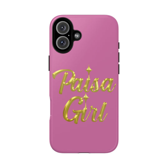 Paisa Girl 💃🏼 Pink iPhone Case | Bold Gold 💖Lettering Protective Cover