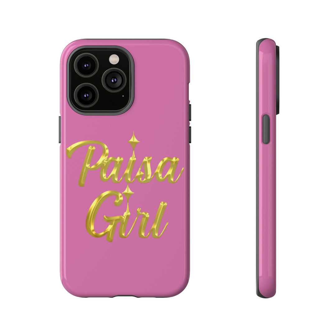 Paisa Girl 💃🏼 Pink iPhone Case | Bold Gold 💖Lettering Protective Cover