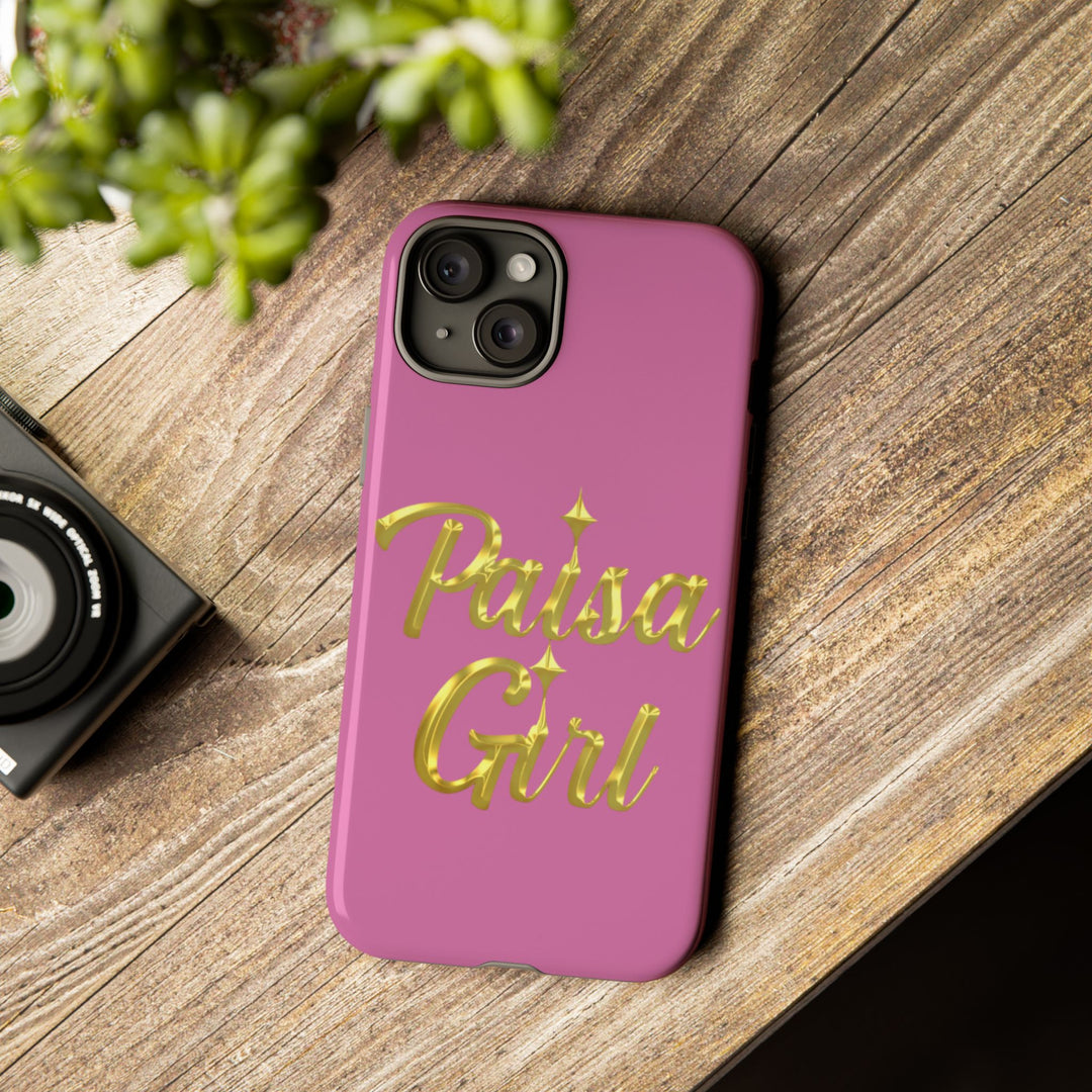 Paisa Girl 💃🏼 Pink iPhone Case | Bold Gold 💖Lettering Protective Cover