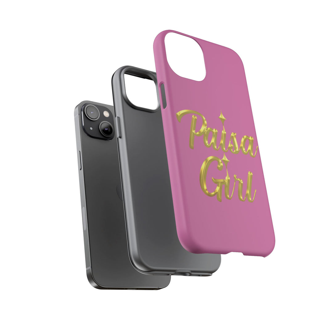 Paisa Girl 💃🏼 Pink iPhone Case | Bold Gold 💖Lettering Protective Cover