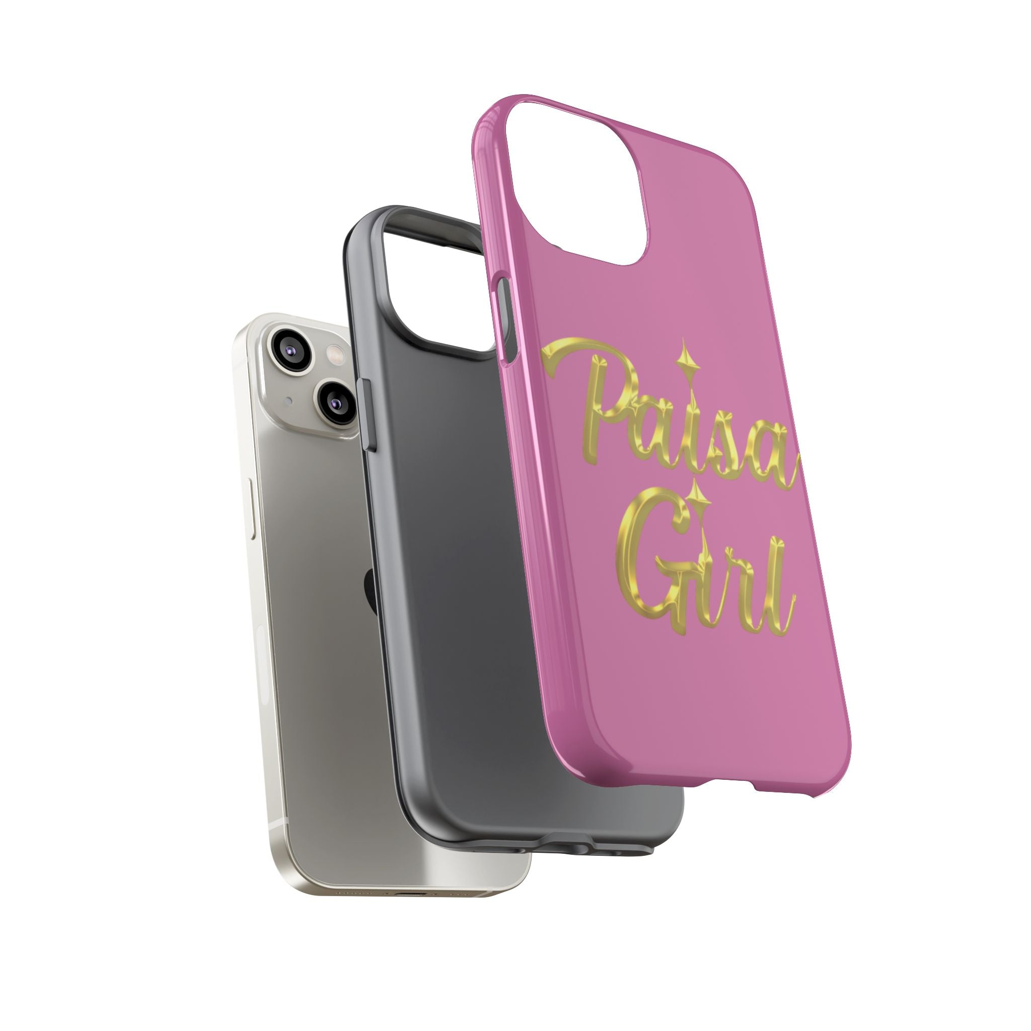 Paisa Girl 💃🏼 Pink iPhone Case | Bold Gold 💖Lettering Protective Cover