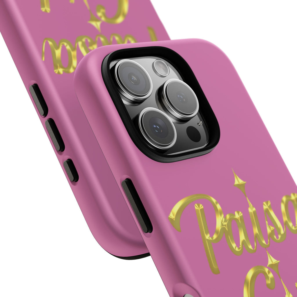 Paisa Girl 💃🏼 Pink iPhone Case | Bold Gold 💖Lettering Protective Cover