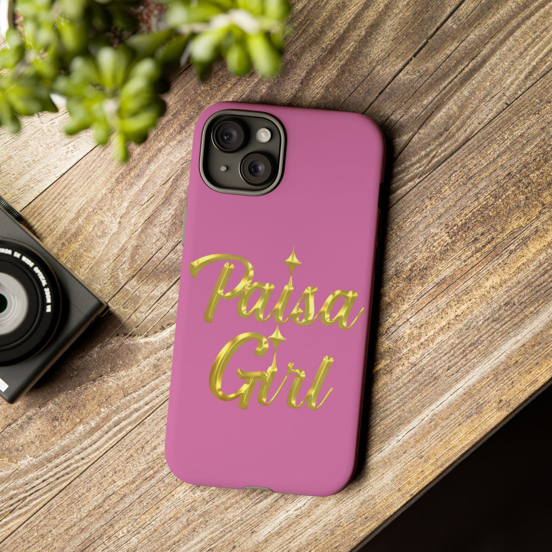 Paisa Girl 💃🏼 Pink iPhone Case | Bold Gold 💖Lettering Protective Cover