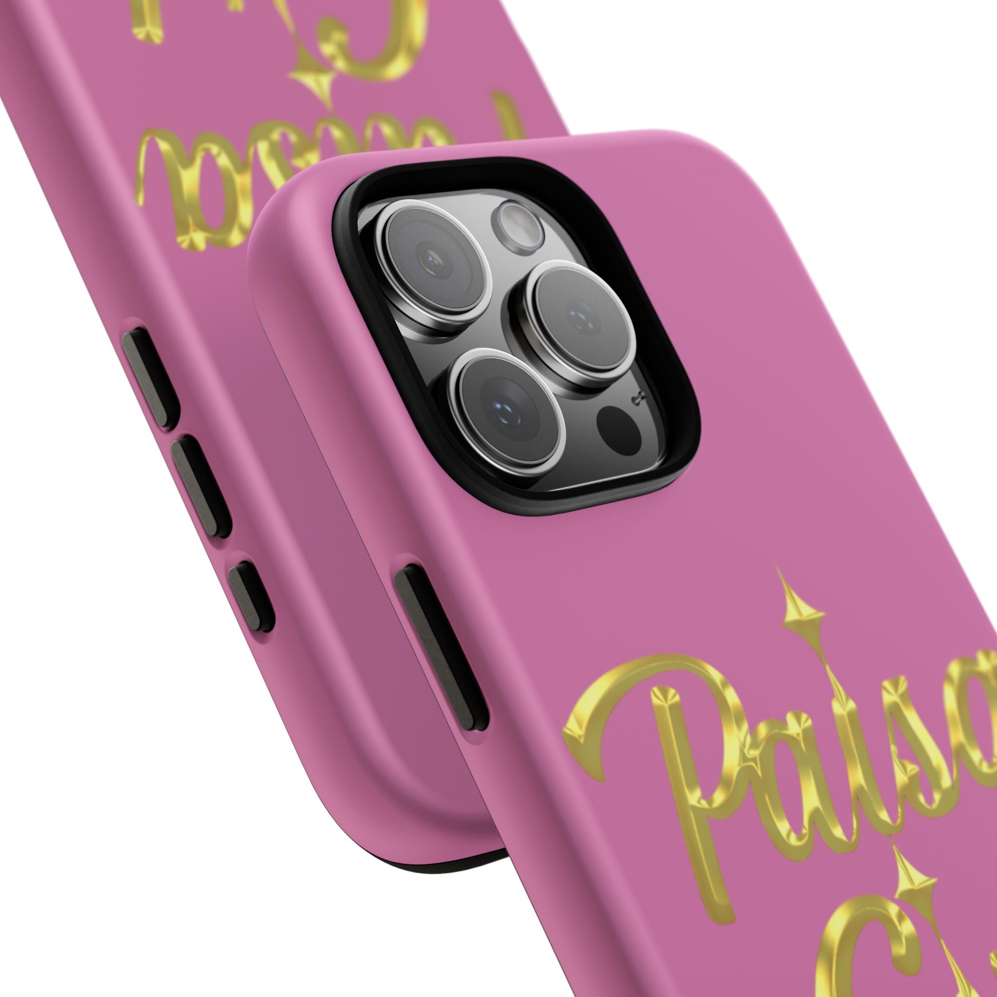 Paisa Girl 💃🏼 Pink iPhone Case | Bold Gold 💖Lettering Protective Cover