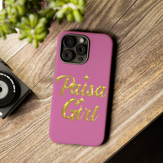 Paisa Girl 💃🏼 Pink iPhone Case | Bold Gold 💖Lettering Protective Cover